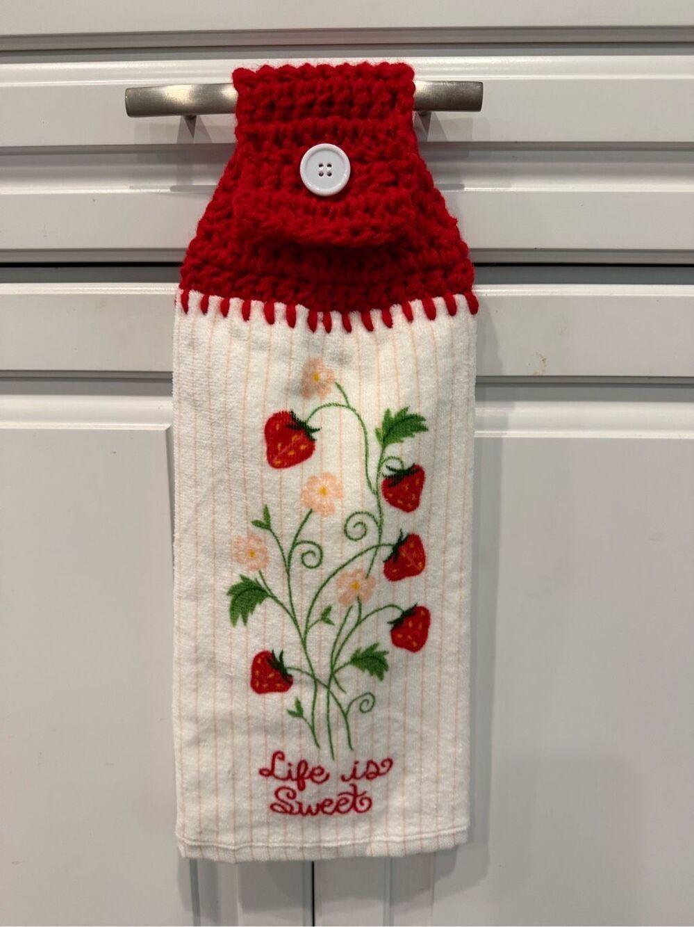 Crochet Top Kitchen Towel- Life is sweet